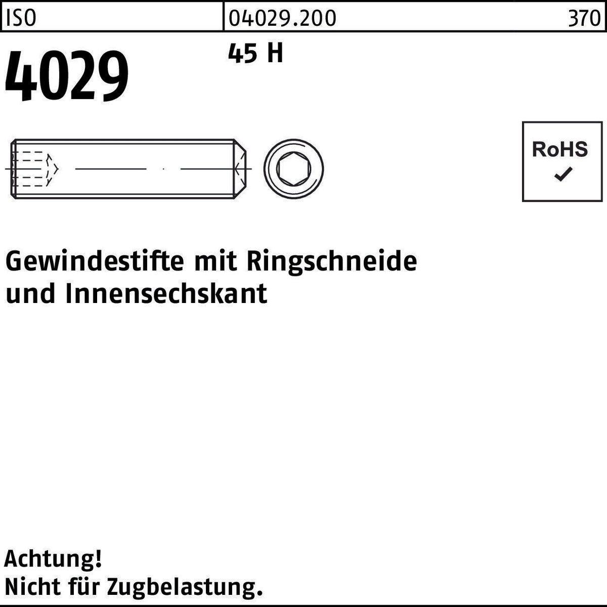 F. REYHER Gewindestift ISO 4029 M2x2,5 mm Ringschneide Innensechskant 500 Stück