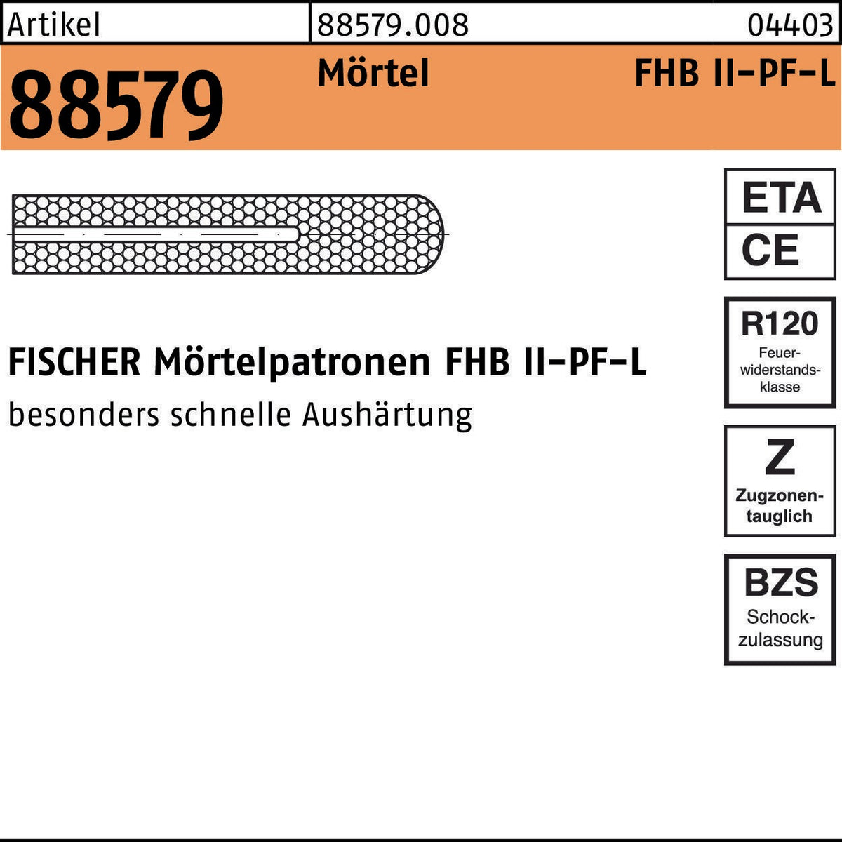 FISCHER Mörtelpatrone FHB II-P-L 8x60 mm – 10 Stück Verbundmörtel