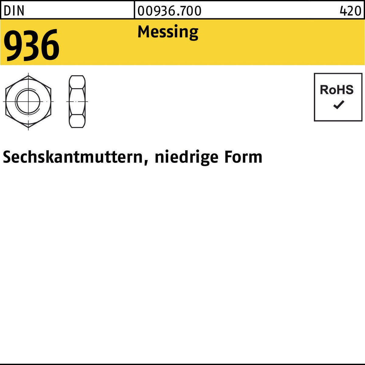 F. REYHER Sechskantmutter DIN 936 M8 22 H, 100 Stück, niedrige Form