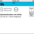 F. REYHER Zylinderschraube DIN 84 m.Schlitz M3x35 A4 500 Stück