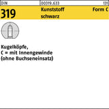 F. REYHER Kugelknopf DIN 319 Form C 16 M4 Kunststoff schwarz