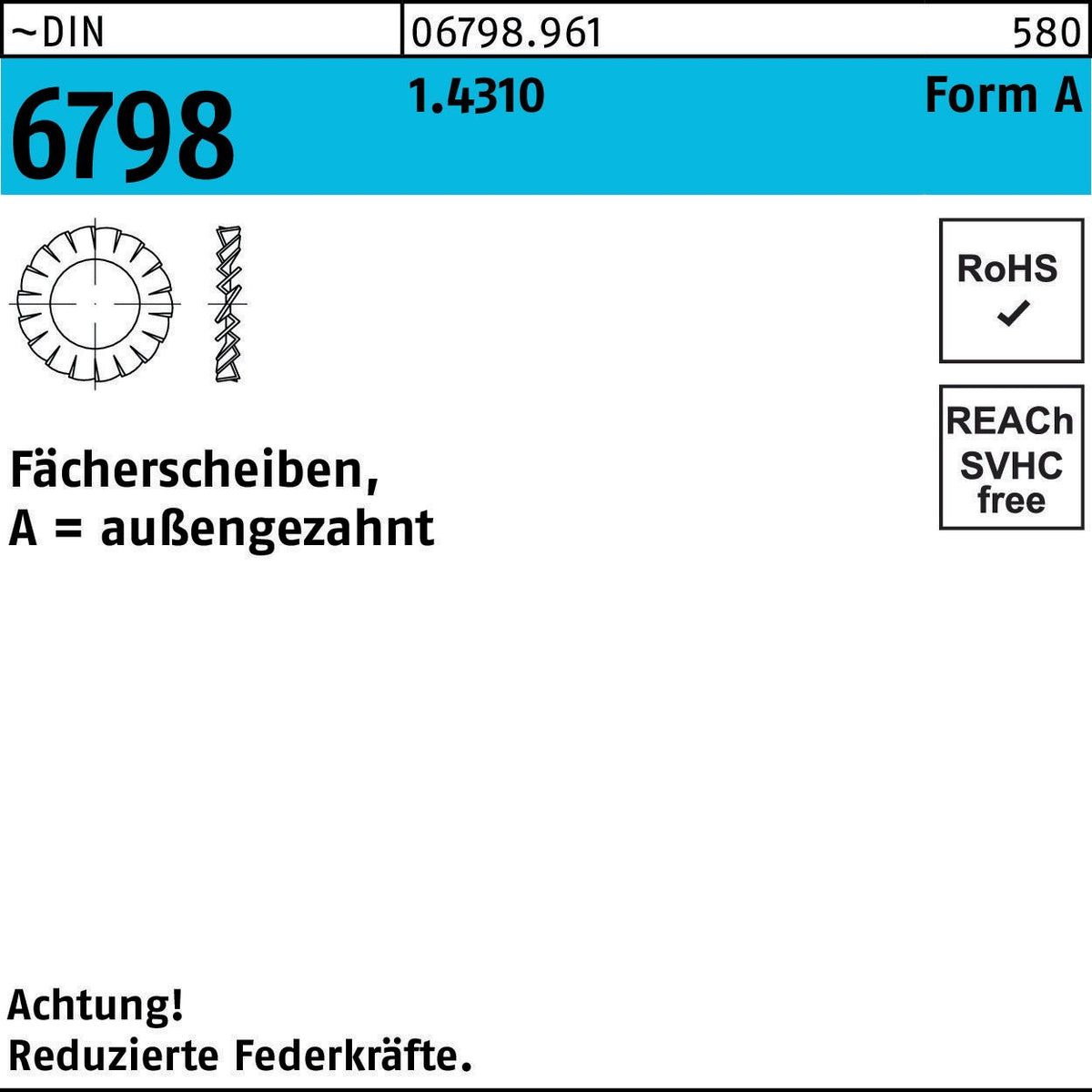F. REYHER Fächerscheibe DIN 6798 Form A außengezahnt A 3,2 mm Edelstahl 1.4310