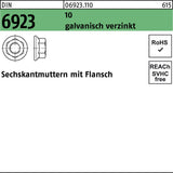 Sechskantmutter DIN 6923 M4 mit Flansch, verzinkt, 1000 Stück von F. REYHER