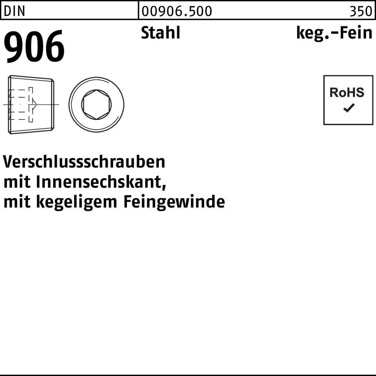 Verschlussschraube DIN 906 Innensechskant M27x2 Stahl von F. REYHER – 10 Stück