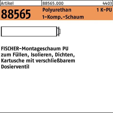 FISCHER Montageschaum PU 1 500 – 1K-Polyurethan-Bauschaum