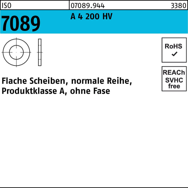 Unterlegscheibe ISO 7089 A4 200 HV 10 mm – 500 Stück von BUFAB