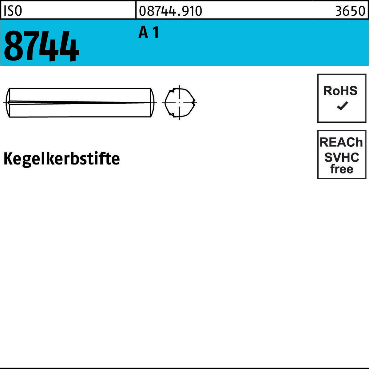 F. REYHER Kegelkerbstift ISO 8744 1,5 x 6 mm Stahl 250 Stück