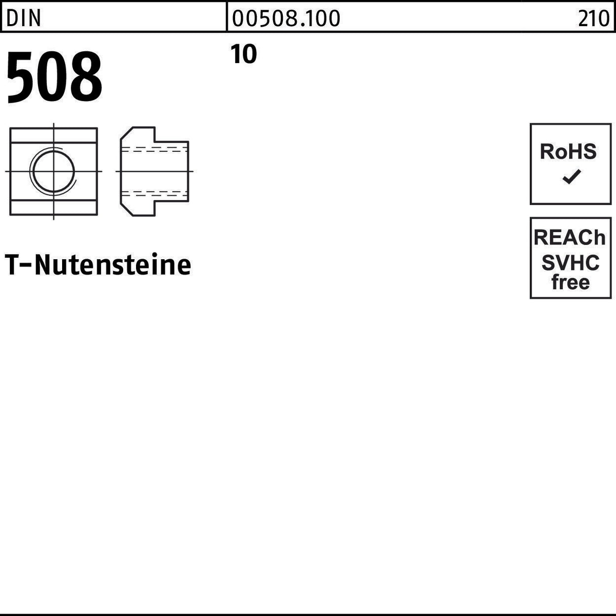 T-Nutenstein DIN 508 M4 x 5 mm von F. REYHER – 25 Stück, für T-Nuten 5 mm