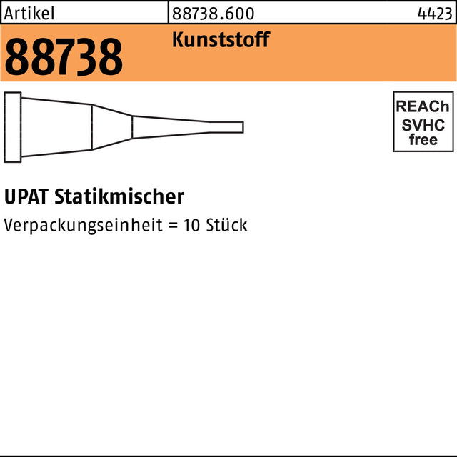 UPAT Statikmischer R 88738 UPM 44 – 10 Stück Kunststoff-Mischer für Dicht- und Klebstoffe