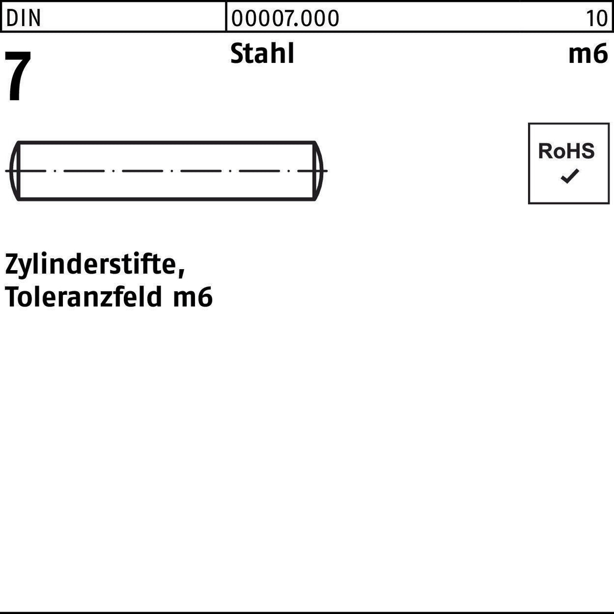 F. REYHER Zylinderstift DIN 7 Stahl m6 1x3 mm – 1000 Stück