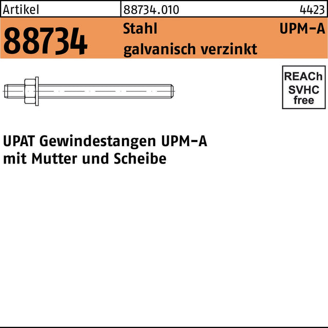 UPAT Ankerstange UPM-A M6/75 Stahl galvanisch verzinkt 20 Stück