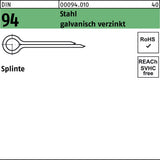 Splinte DIN 94/ISO 1234 1x6 mm Stahl galvanisch verzinkt, 1000 Stück von F. REYHER