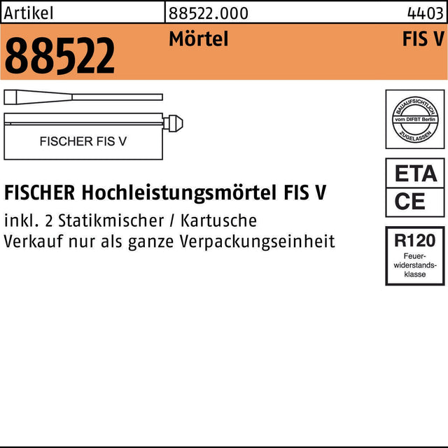 fischer FIS V 360 S Hochleistungsmörtel Kunstharz 360 ml – 6 Stück