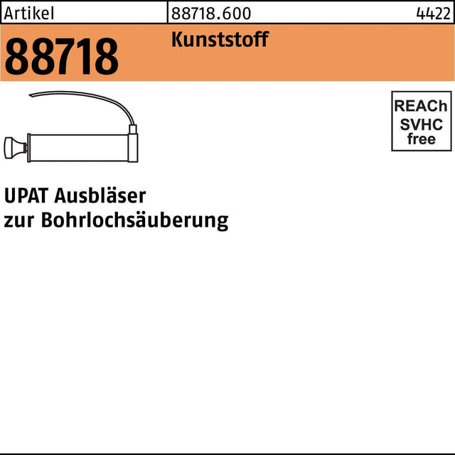 UPAT Ausbläser R 88718 – Kunststoff-Ausblaspumpe zur Bohrlochsäuberung