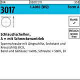 Schlauchschelle DIN 3017 W1 Form A 8-12 mm Stahl verzinkt 100 Stück von F. REYHER