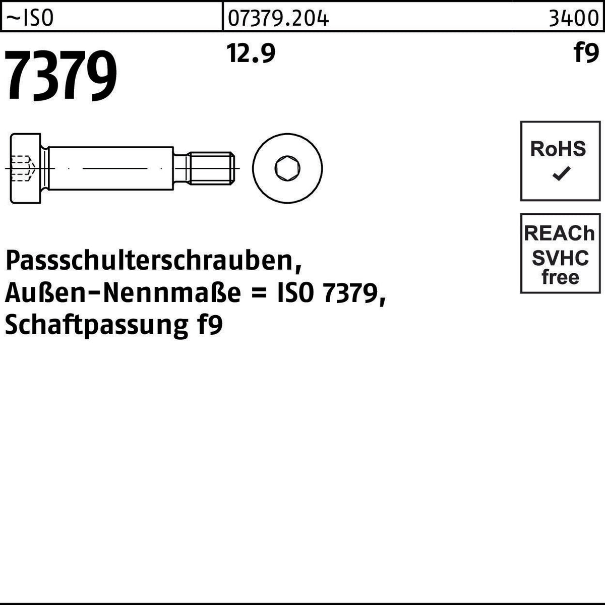 F. REYHER Paßschulterschraube ISO 7379 12.9 M5x16 Schaftpassung f9 – 50 Stück