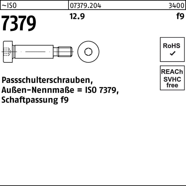 F. REYHER Paßschulterschraube ISO 7379 12.9 M10x70 Schaftpassung f9