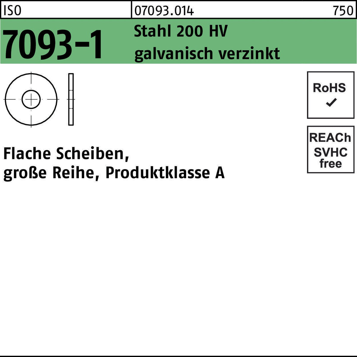 Unterlegscheibe ISO 7093-1 von F. REYHER – Stahl 200 HV, galvanisch verzinkt, 20 mm