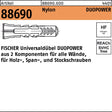 FISCHER DUOPOWER Universaldübel 8x40 mm Nylon, 100 Stück, für alle Wände