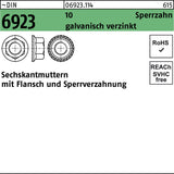 F. REYHER Sechskantmutter DIN 6923 Flansch Sperrverzahnung M4 8 galvanisch verzinkt 1000 Stück