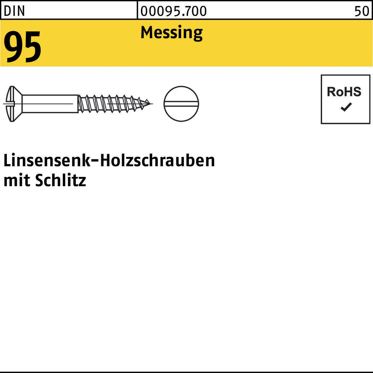 DIN 95 Linsensenk-Holzschrauben 1,6x10 mm Messing, Schlitz, 500 Stück von F. REYHER