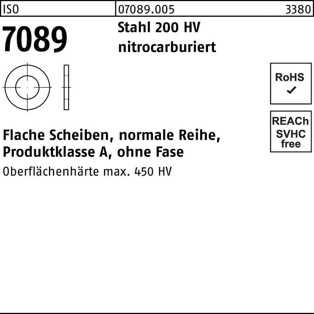 Unterlegscheibe ISO 7089 16 mm Stahl 200 HV nitrocarburiert 250 Stück BUFAB