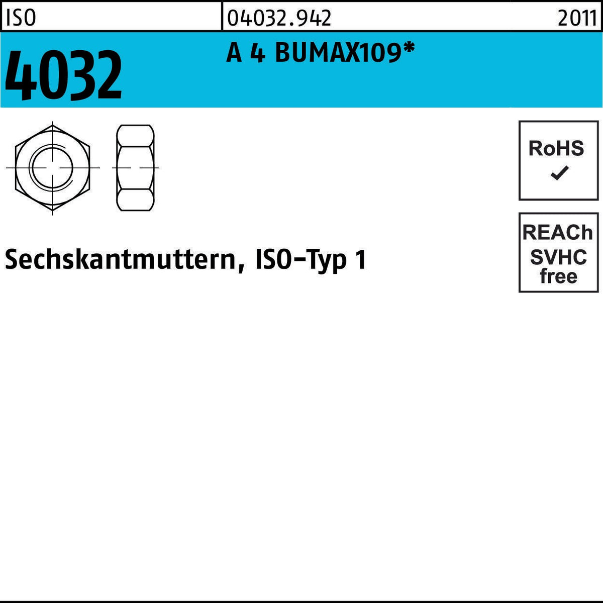 Sechskantmutter ISO 4032 M24 – 25 Stück von BUFAB, Festigkeitsklasse 12