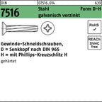 6 mm / Gewinde-Schneidschrauben, D = Senkkopf nach DIN 965 H = mit Phillips-Kreuzschlitz H / 3 mm