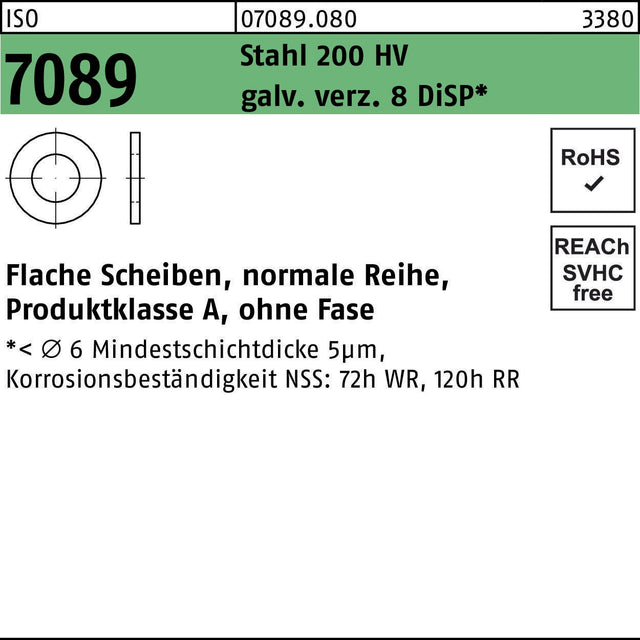 BUFAB Unterlegscheibe ISO 7089 Stahl 200 HV galvanisch verzinkt 36 mm – 50 Stück