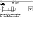 F. REYHER Halbrundschraube DIN 607 mit Nase & Sechskantmutter M8x20 Mu Stahl 4.6 – 200 Stück