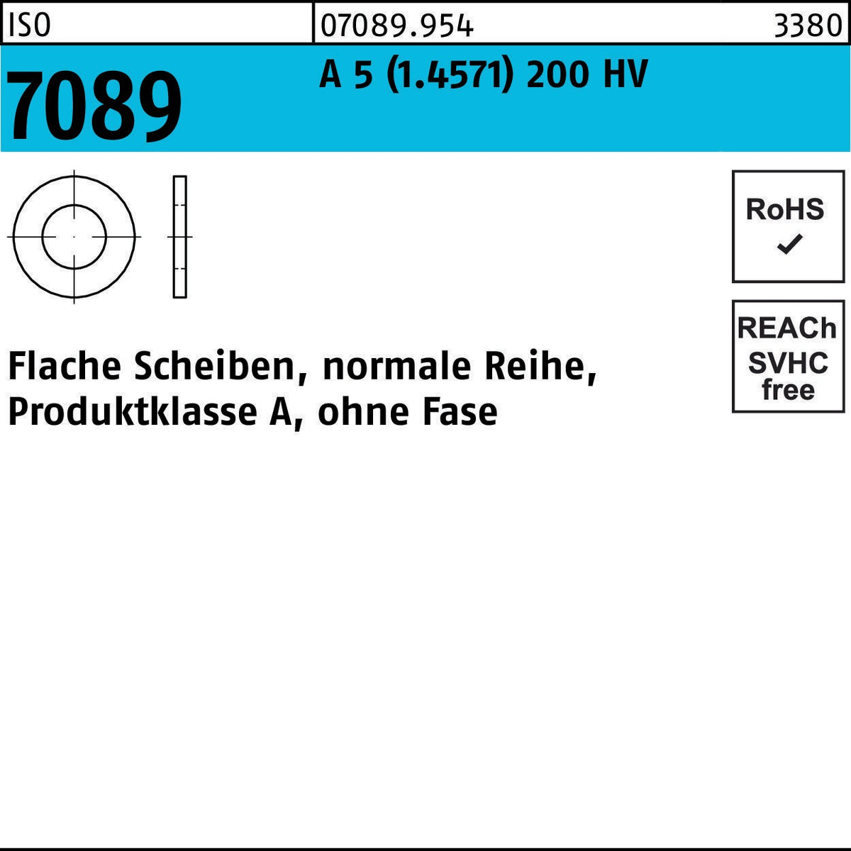 Unterlegscheibe ISO 7089 A5 (1.4571) 200 HV ohne Fase, 30 mm, 10 Stück von BUFAB