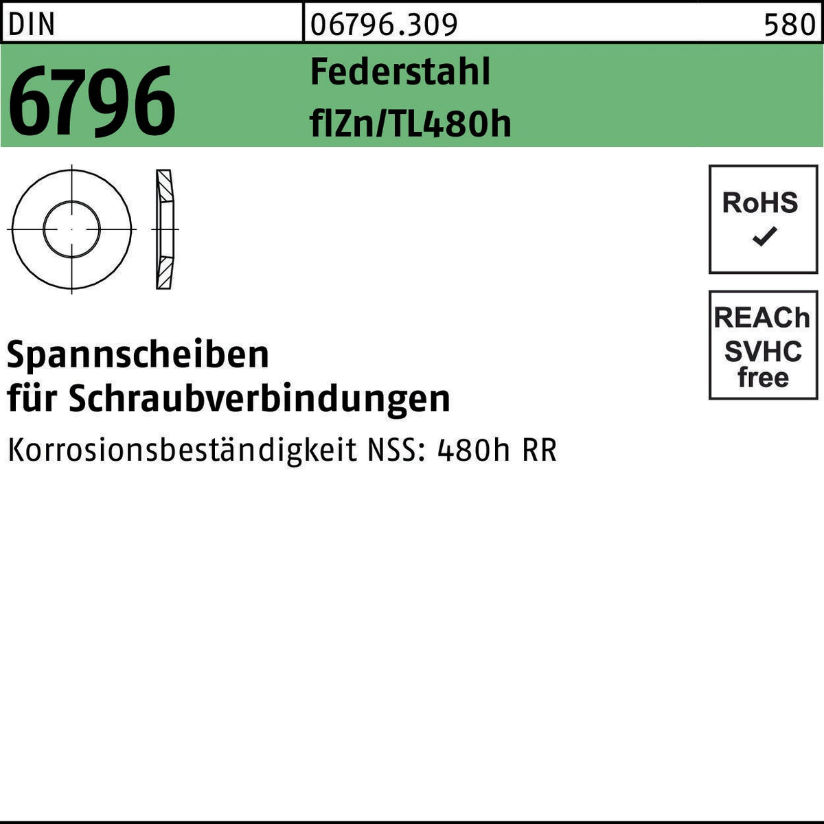 Spannscheiben DIN 6796 5x11x1,2 mm Federstahl verzinkt – 2500 Stück