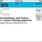 Ohne Oberflächenangabe / Rundstahlbügel, ohne Muttern, A = zweiseit. Befestigungsgewinde / 23 mm