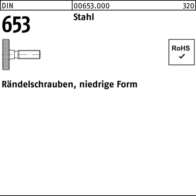 Rändelschraube DIN 653 niedrige Form M3x6 Stahl 50 Stück von F. REYHER