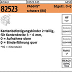 150 mm / Kantenbefestigungsbinder 2-teilig, für Kantenbreite 3 - 6 mm, O = Aufnahme oben Q = Binderführung quer / EdgeCl. O-Q