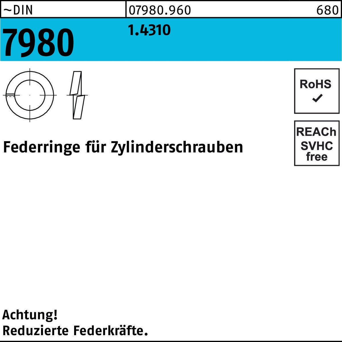 Federringe DIN 7980 für Zylinderschrauben 30 mm von F. REYHER – 50 Stück Federstahl