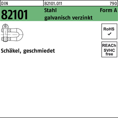 F. REYHER Schäkel DIN 82101 Form A 16 mm Stahl galvanisch verzinkt – 50 Stück