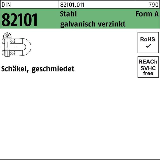 F. REYHER Schäkel DIN 82101 Form A 16 mm Stahl galvanisch verzinkt – 50 Stück