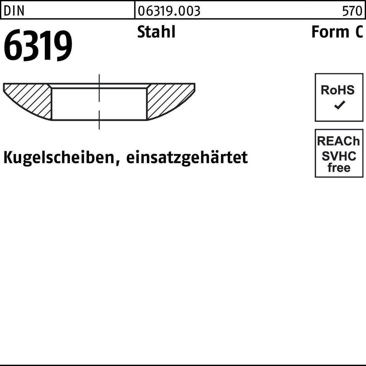 F. REYHER Kugelscheibe DIN 6319 Form C 6,4x12x2,3 mm Stahl einsatzgehärtet 50 Stück