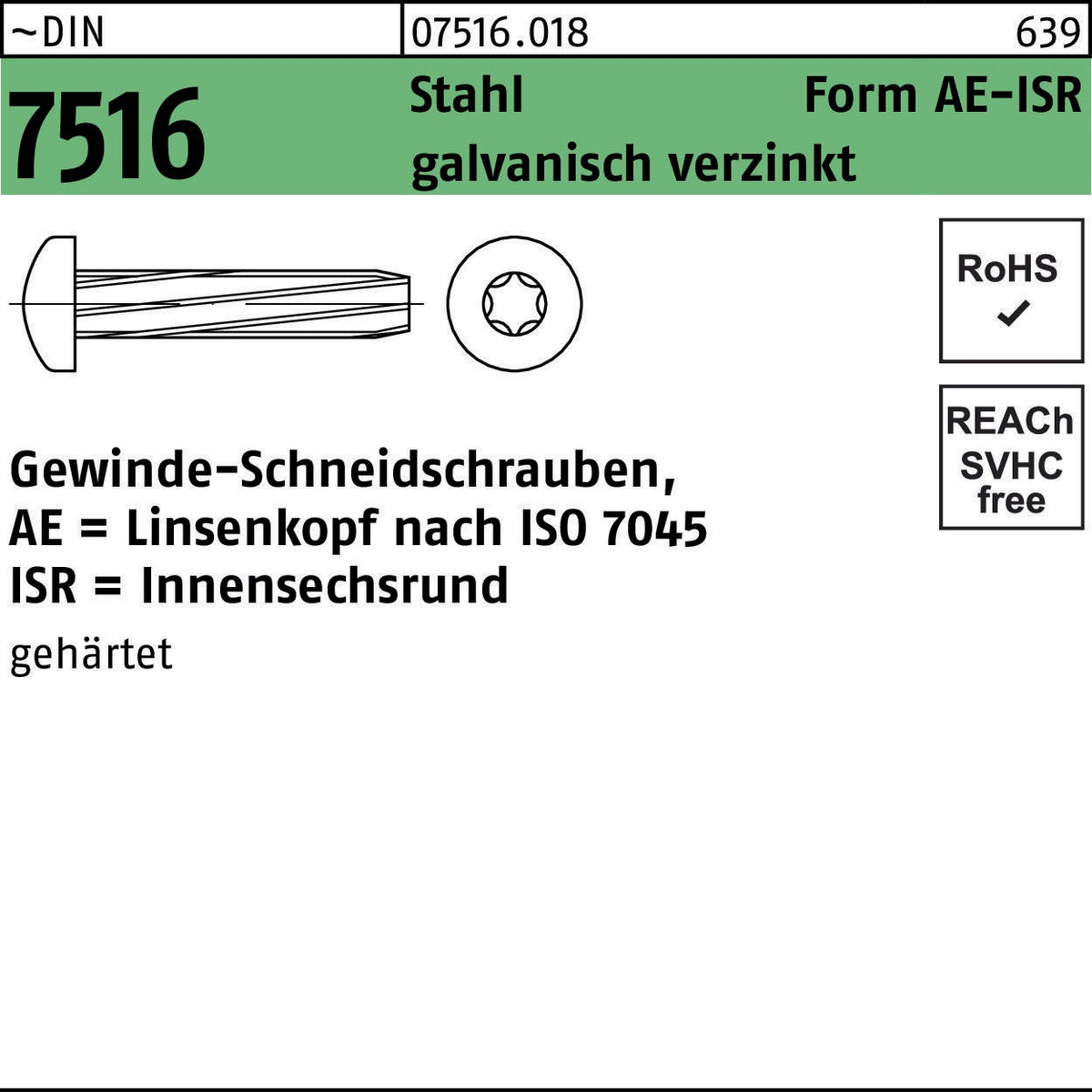 F. REYHER Nchfg. Gewindeschneidschraube DIN 7516 LIKO PH AM 3x6-H Stahl verzinkt 2000 Stück