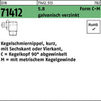 Form C-M / Kegelschmiernippel, kurz, mit Sechskant oder Vierkant, C = Kegelkopf 90° abgewinkelt M = mit metrischem Kegelgewinde