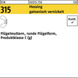 F. REYHER Flügelmutter DIN 315 runde Form M4 Temperguss 100 Stück