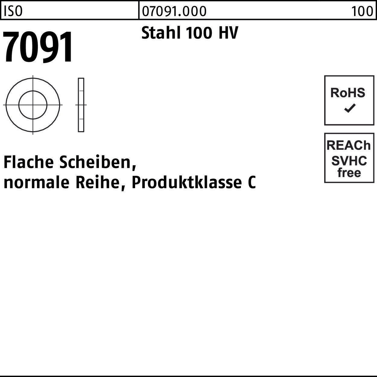 Unterlegscheibe ISO 7091 Stahl 100 HV, 5 mm, 1000 Stück von F. REYHER