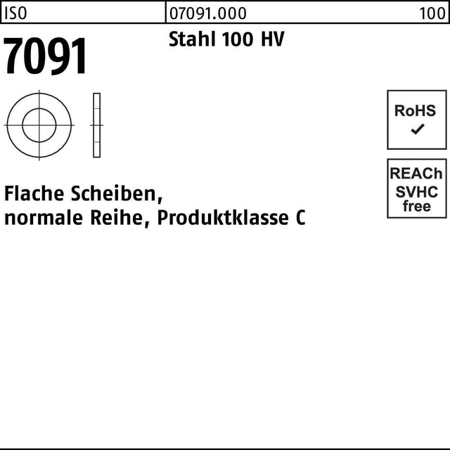 Unterlegscheibe ISO 7091 Stahl 100 HV, 5 mm, 1000 Stück von F. REYHER