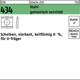 F. REYHER U-Scheibe DIN 434 vierkant keilförmig 9 mm Stahl galvanisch verzinkt 100 Stück