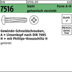 6 mm / Gewinde-Schneidschrauben, A = Linsenkopf nach DIN 7985 H = mit Phillips-Kreuzschlitz H / 3 mm