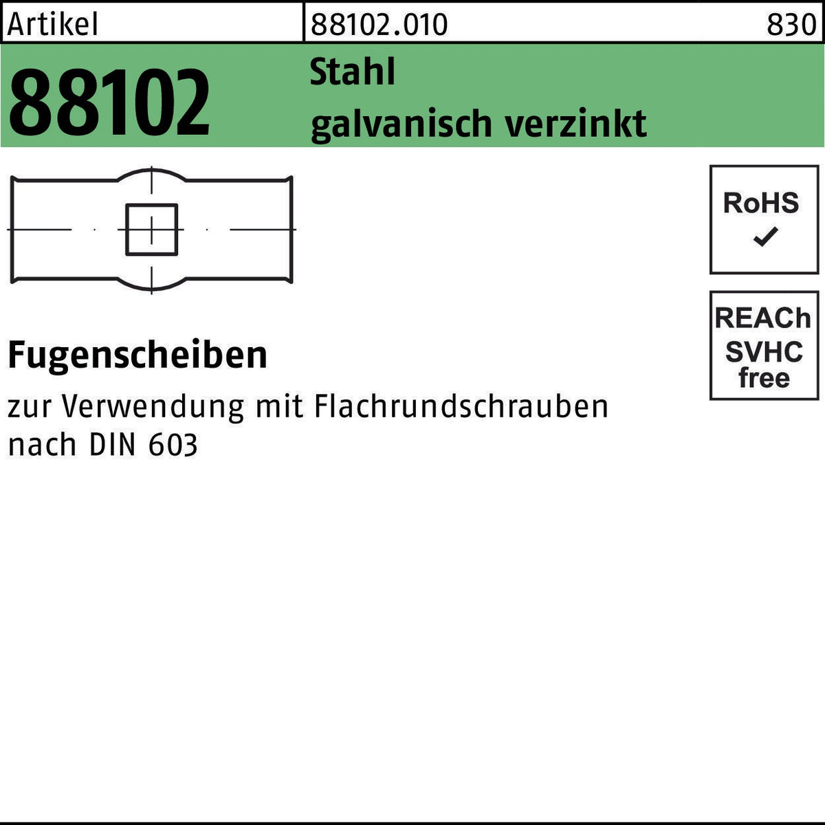 F. REYHER Nchfg. Fugenscheibe R 88102 Stahl galvanisch verzinkt 100 Stück