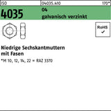 Sechskantmutter ISO 4035 niedrig M6 von F. REYHER – 100 Stück, verzinkt, Automatenstahl