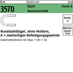 feuerverzinkt / Rundstahlbügel, ohne Muttern, A = zweiseitiges Befestigungsgewinde / 30 mm