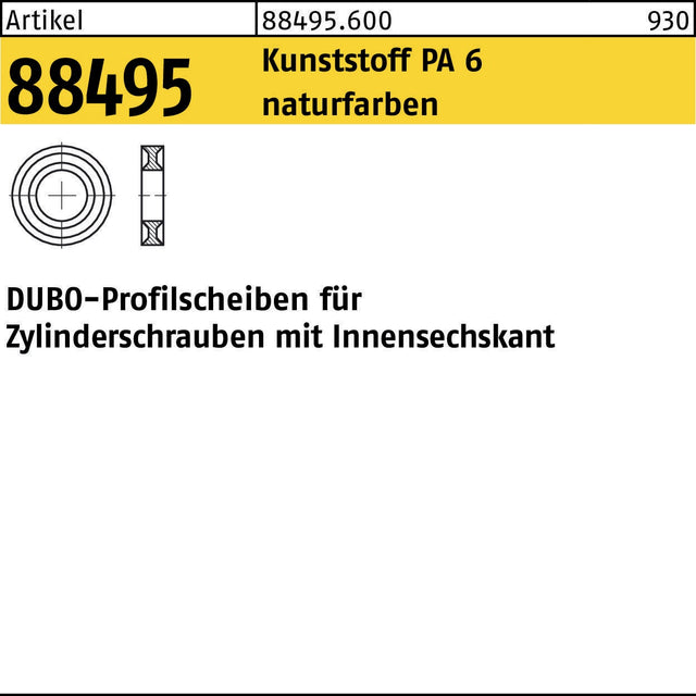 DUBO Profilscheiben R 88495 für Zylinderschrauben M4x2, PA 6 natur